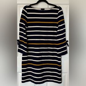 NWT Ann Taylor Navy and White Striped Top with Gold Detail